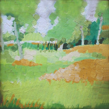 Meadows, Painting by Jeff Mistri, Oil on Ply, 12 X 12 inches